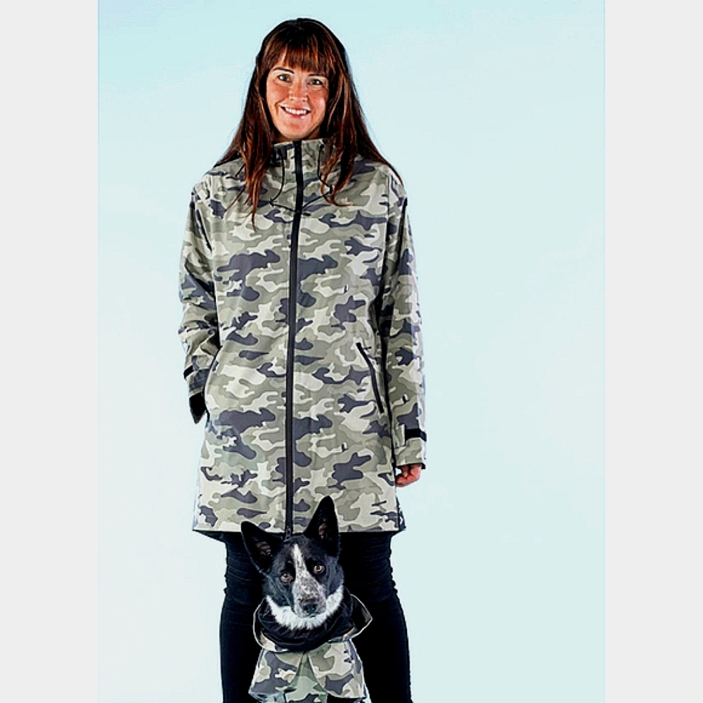 PAIKKA Raincoat Camo S/M Unisex Green camouflage Reflective Rain Coat